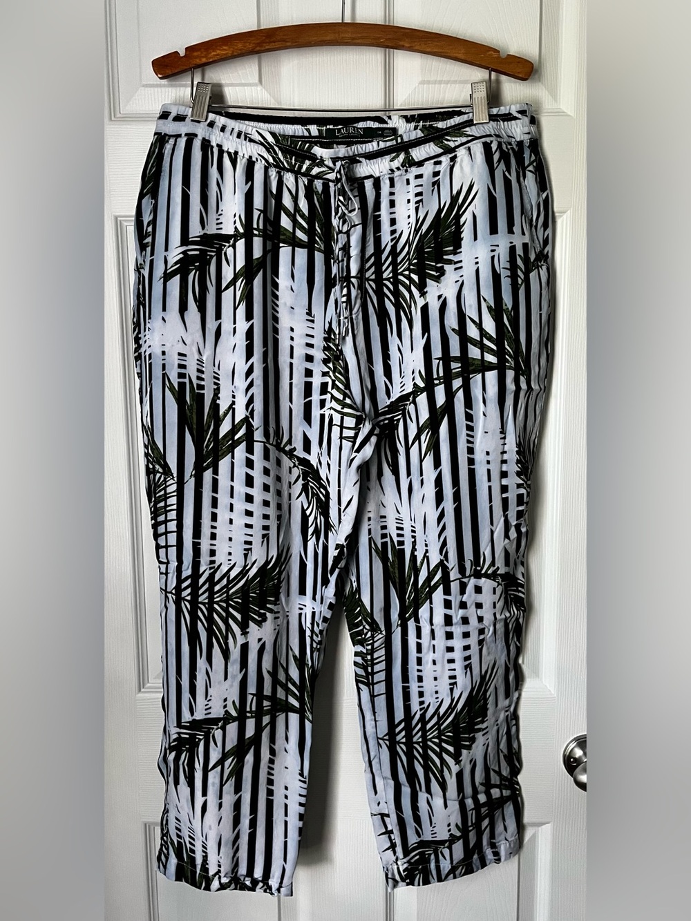 Ralph Lauren Black, White & Green Tropical Print Joggers